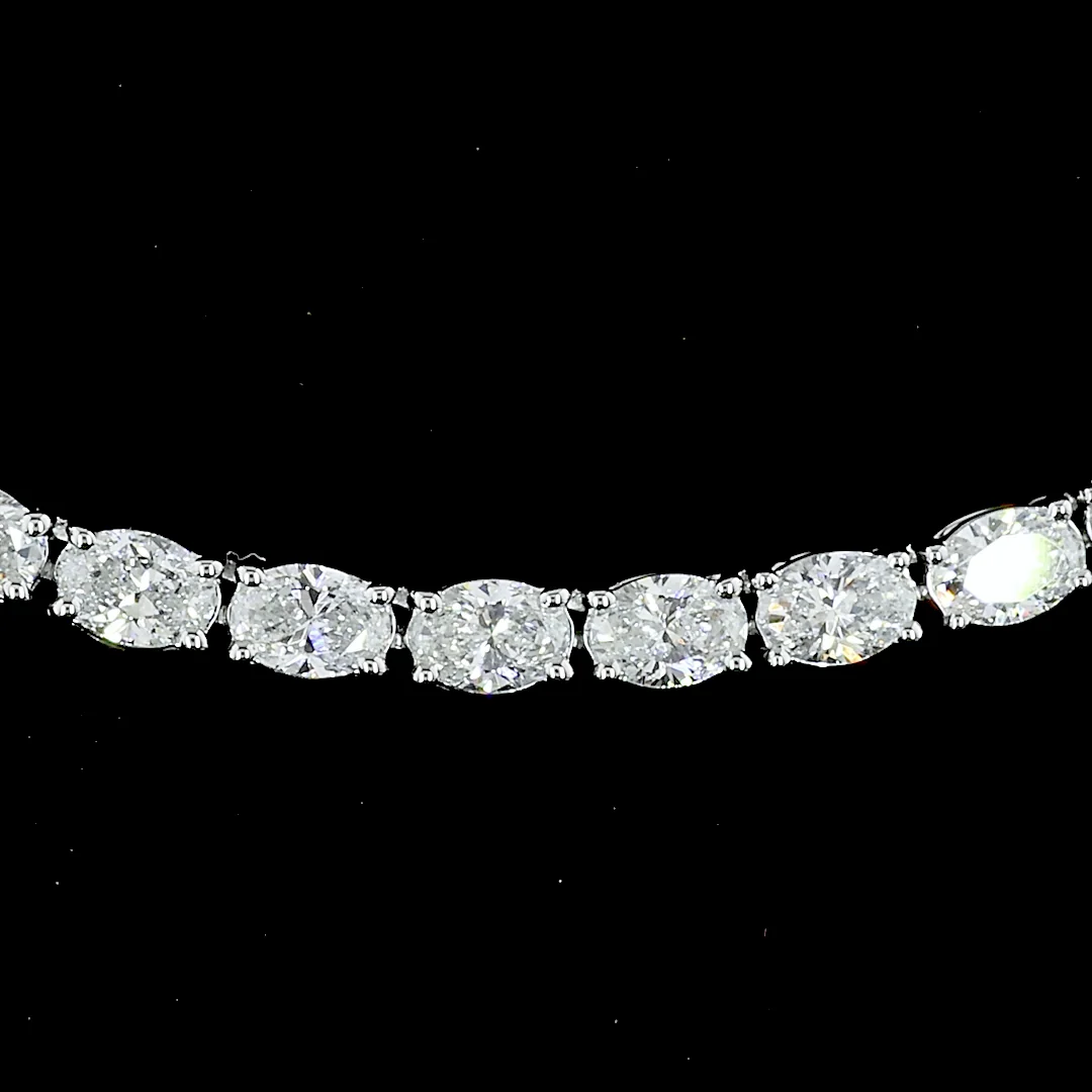 9.15 Cts 14k White Gold Oval Shape Tennis Necklace - Image 2