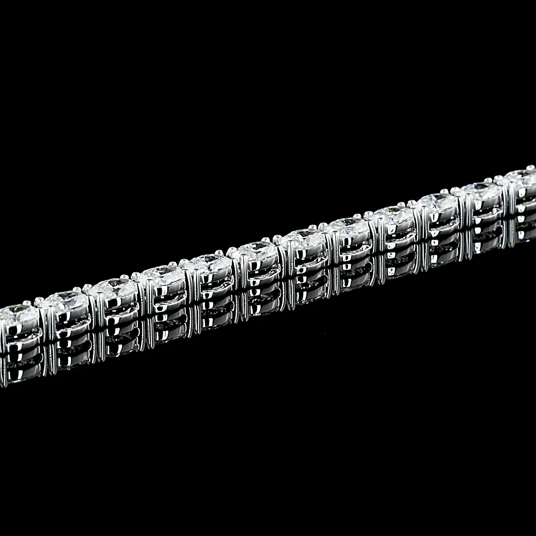 9.15 Cts 14k White Gold Oval Shape Tennis Necklace - Image 4