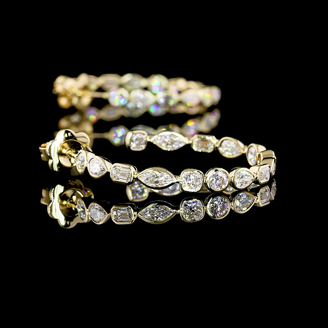 2.5 Cts 14k Yellow Gold Mix Shape C Hoops Earring - Image 4