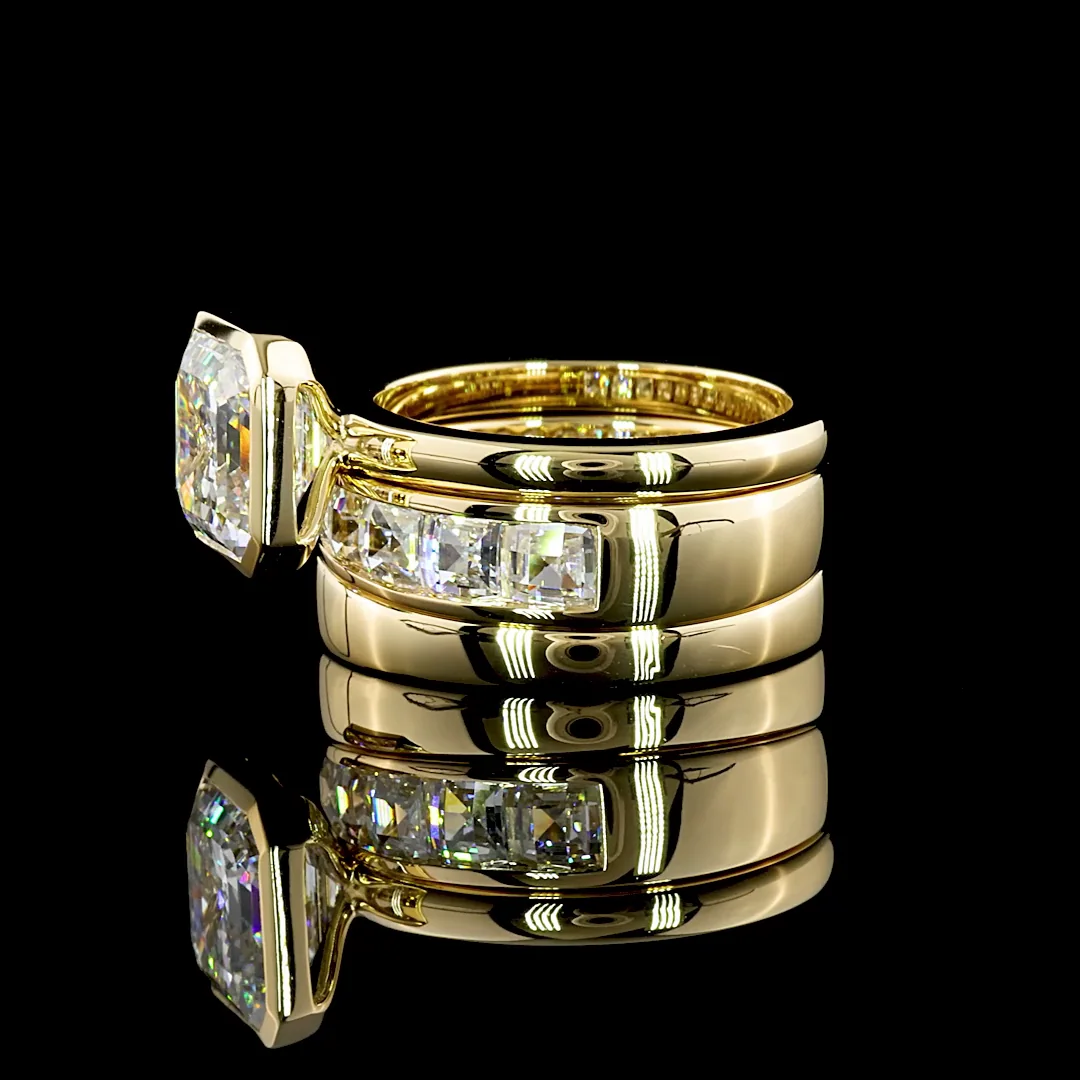 3.22 Cts 14k Yellow Gold Asscher Shape Solitaire Ring - Image 3