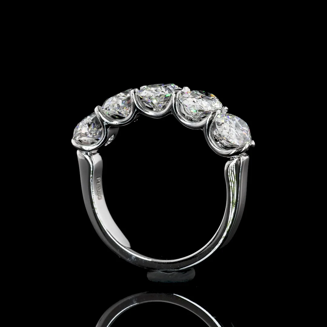 3.1 Cts Platinum Oval Shape 5 Stones Eternity Band - Image 3