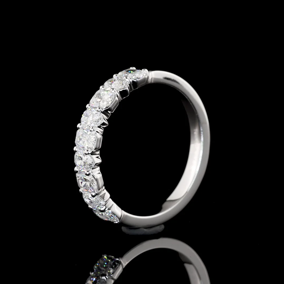 0.97 Cts 14k White Gold Mix Shape Half Eternity Eternity Band - Image 4