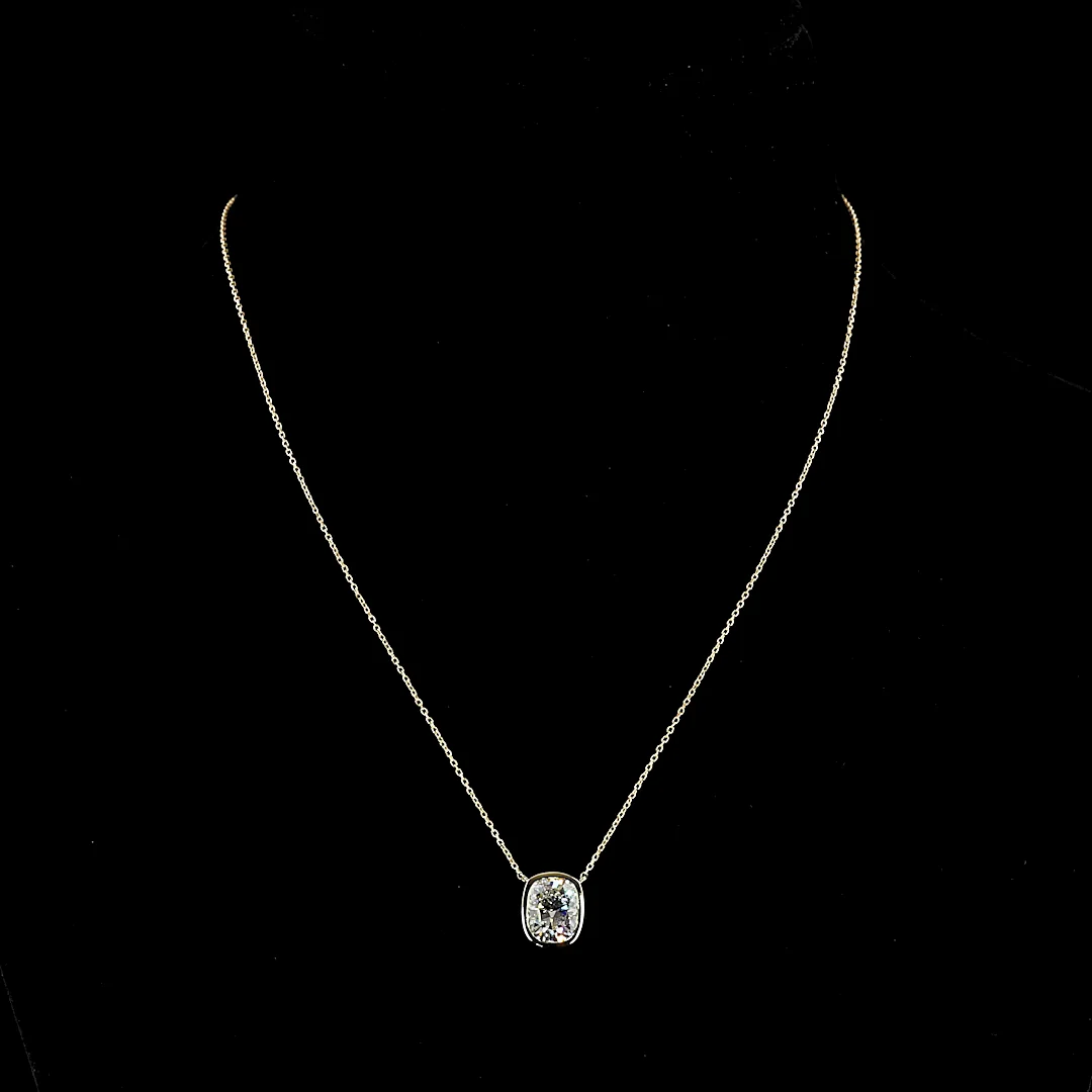 2.15 Cts 14k Yellow Gold Cushion Modified Shape Solitaire Pendant - Video