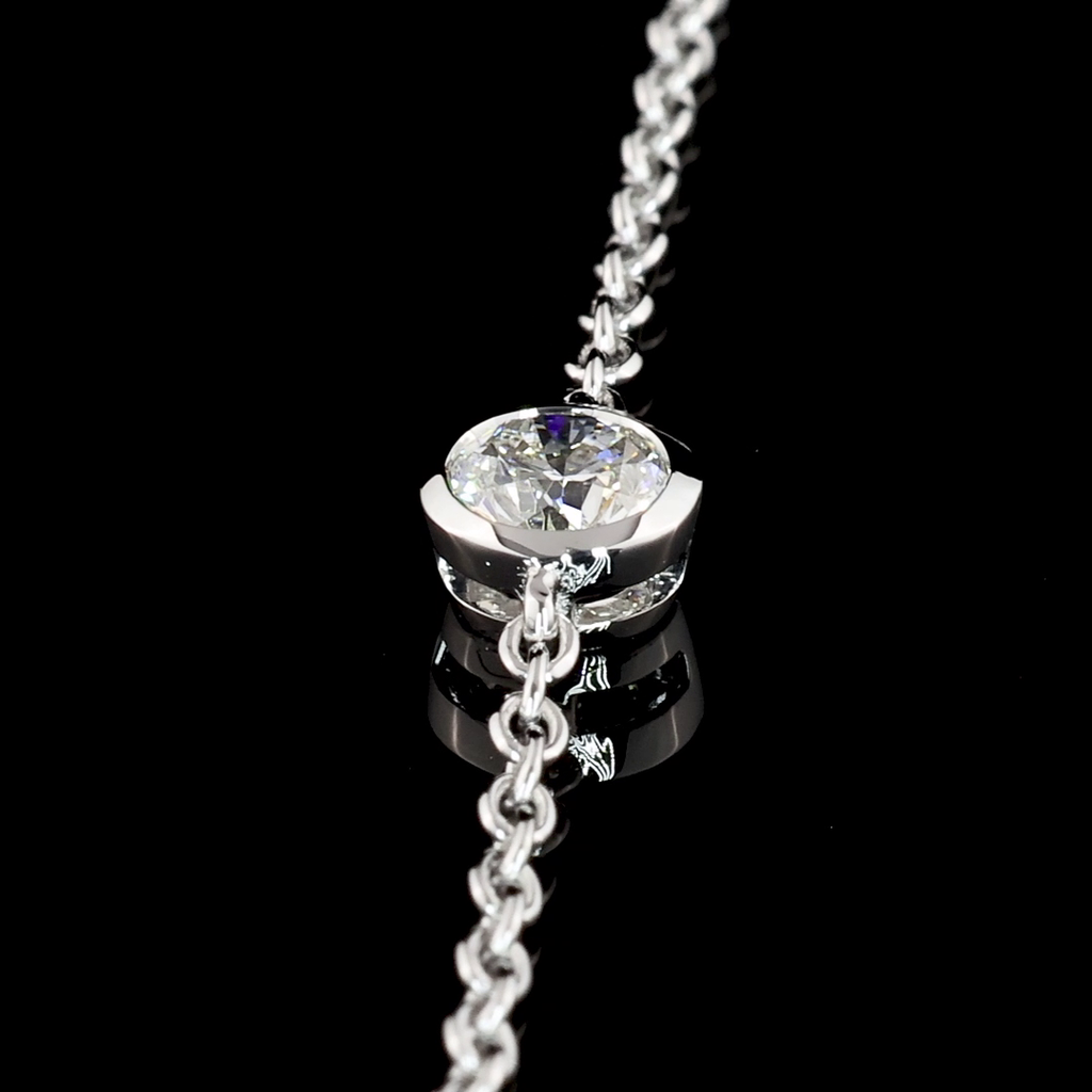 2.05 Cts 18k White Gold Round Shape Station Necklace - Image 3