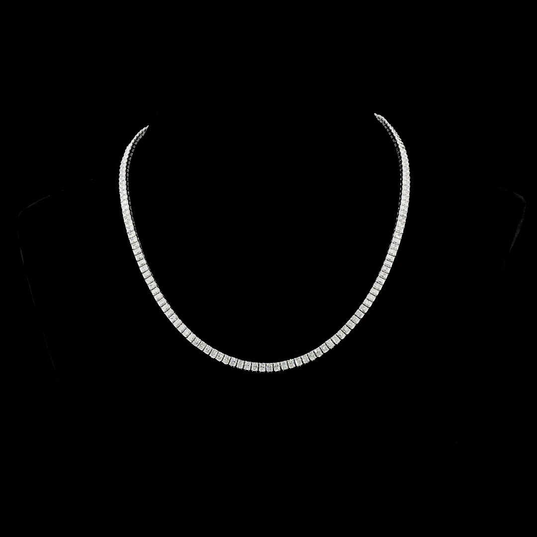 15.3 Cts 14k White Gold Radiant Shape Tennis Necklace - Video
