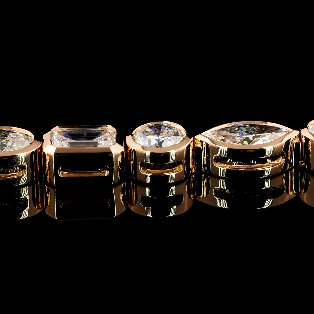 8.09 Cts 14k Rose Gold Mix Shape Tennis Bracelet - Image 4