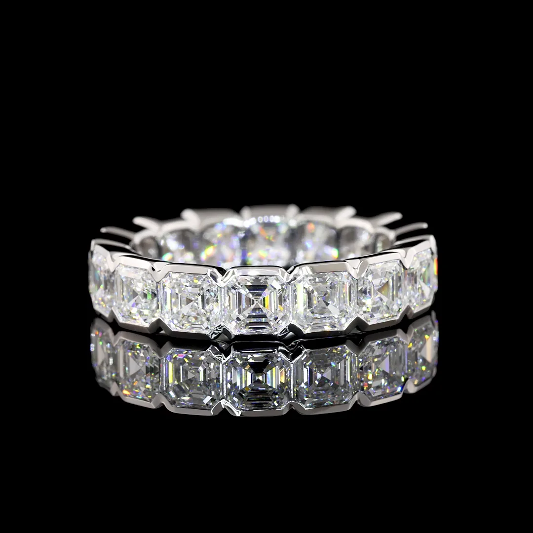 4.72 Cts 14k White Gold Asscher Shape Eternity Band Eternity Band - Video