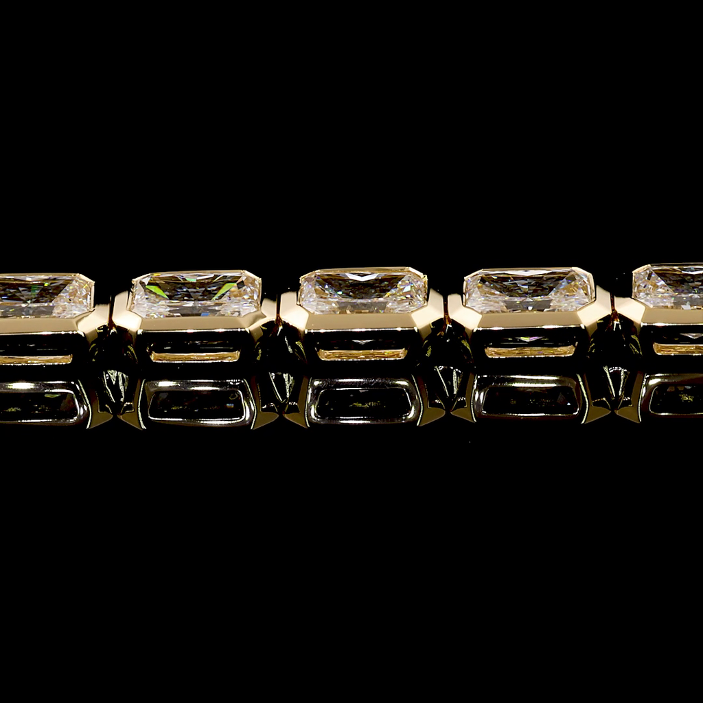 10.04 Cts 14k Yellow Gold Radiant Shape Tennis Bracelet - Image 4