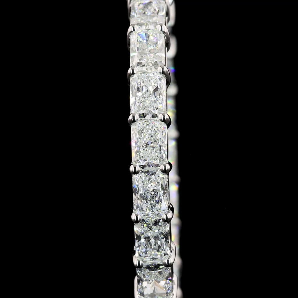 3.95 Cts 14k White Gold Radiant Shape Hoops Earring - Image 3