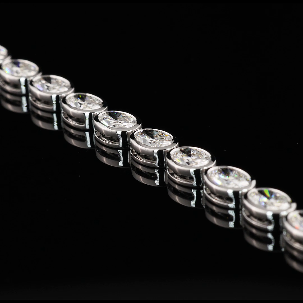 10.28 Cts 14k White Gold Oval Shape Tennis Bracelet - Image 3