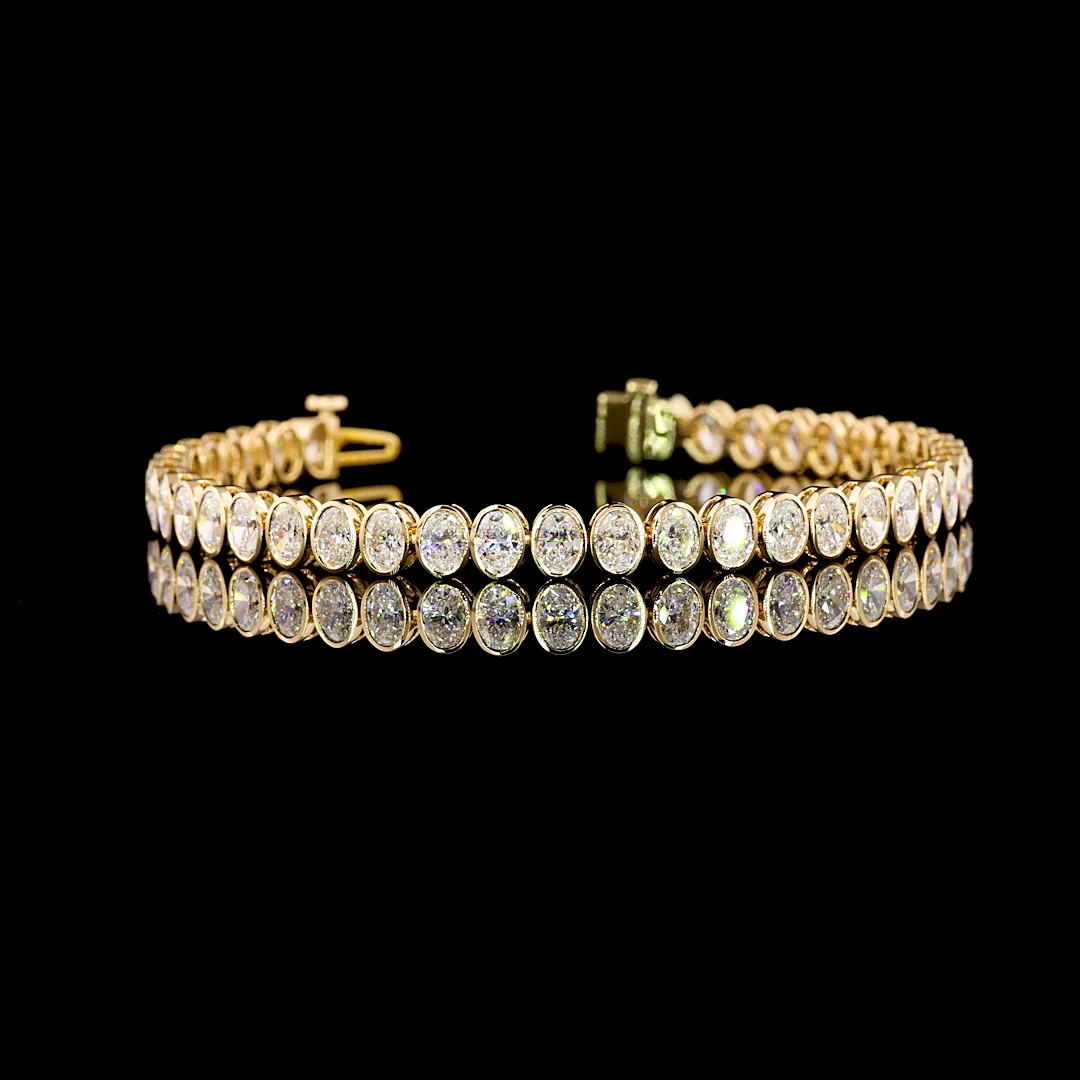 7.15 Cts 14k Yellow Gold Oval Shape Tennis Bracelet - Video