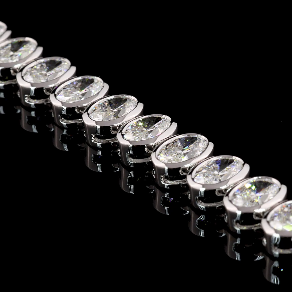 10.23 Cts 14k White Gold Oval Shape Tennis Bracelet - Image 2