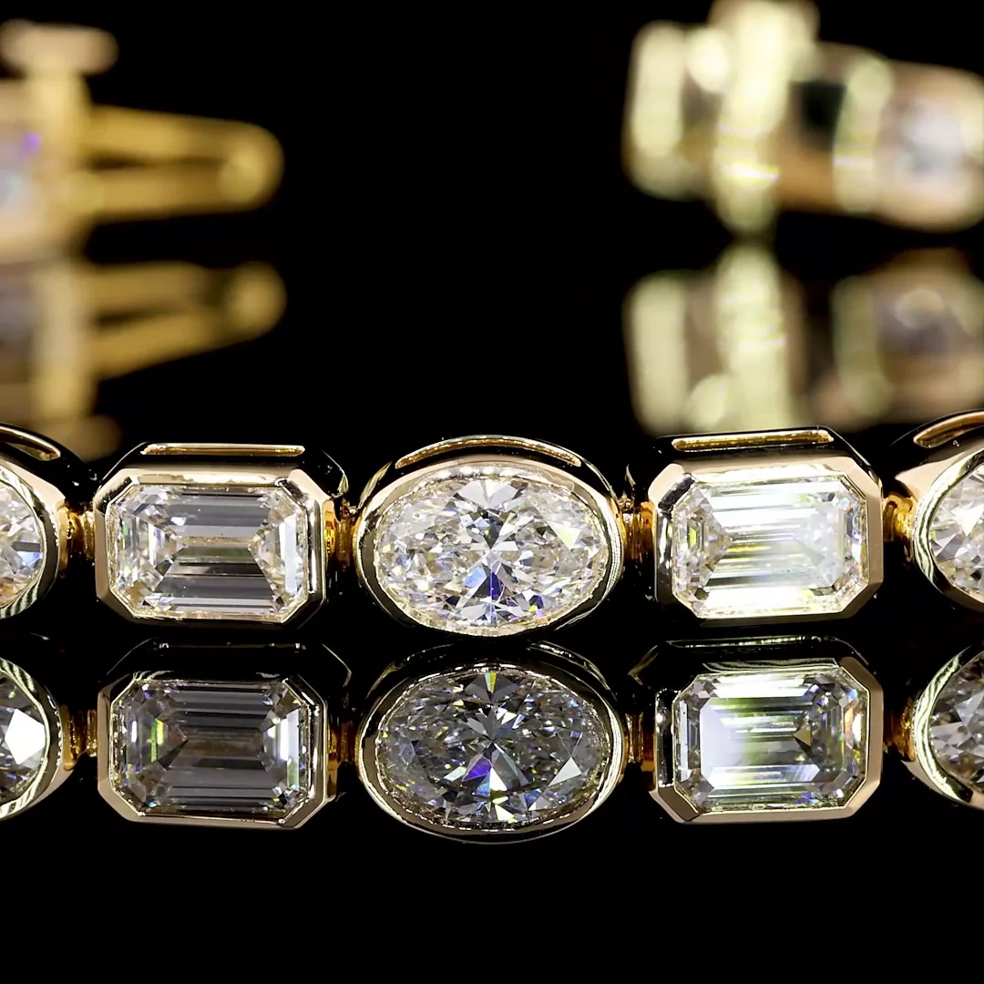 8.51 Cts 18k Yellow Gold Mix Shape Tennis Bracelet - Image 2