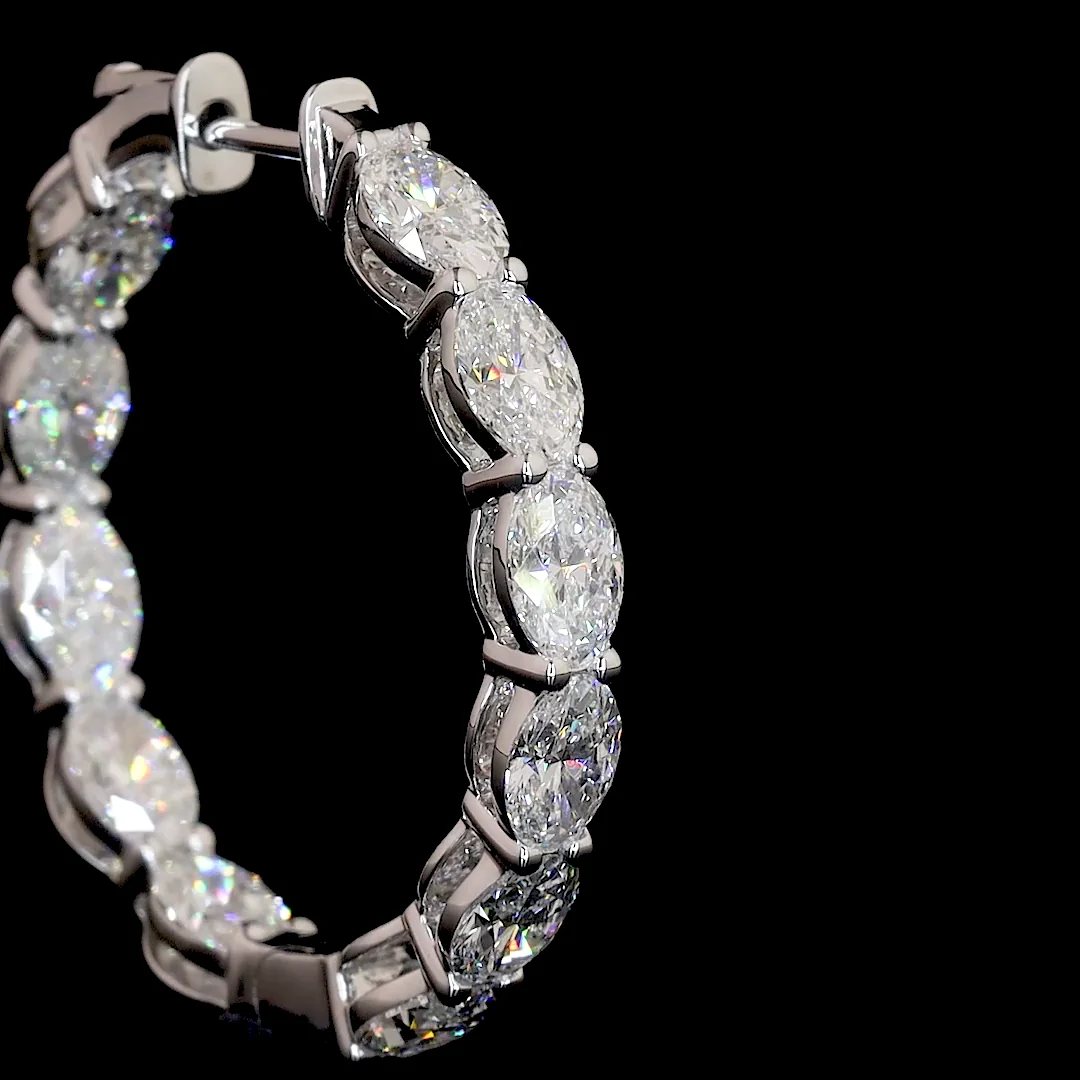 6.44 Cts 14k White Gold Oval Shape Hoops Earring - Image 3