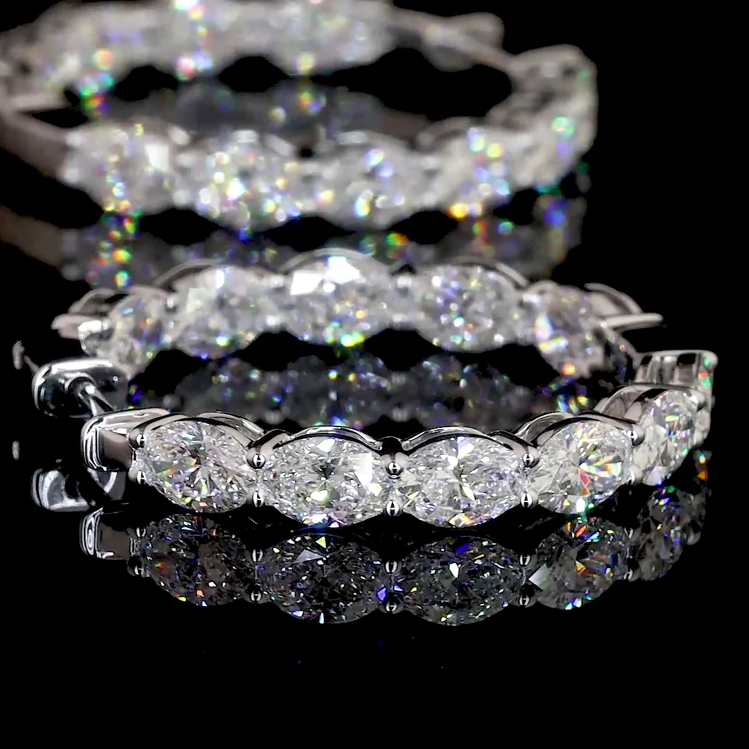 6.44 Cts 14k White Gold Oval Shape Hoops Earring - Image 4