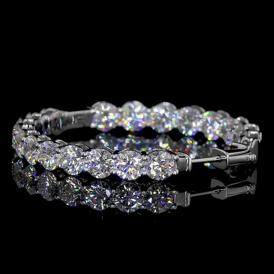 12.83 Cts 14k White Gold Round Shape Hoops Earring - Image 4