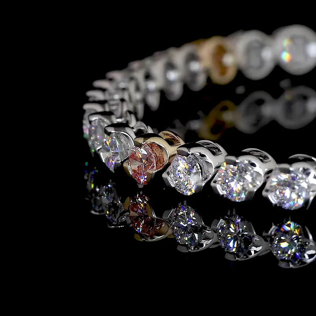 4.46 Cts 14k Two Tone Round Shape Tennis Bracelet - Image 3