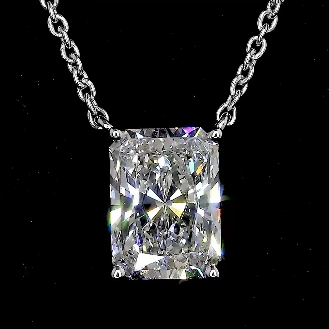 1.97 Cts 14k White Gold Radiant Shape Solitaire Pendant - Image 3