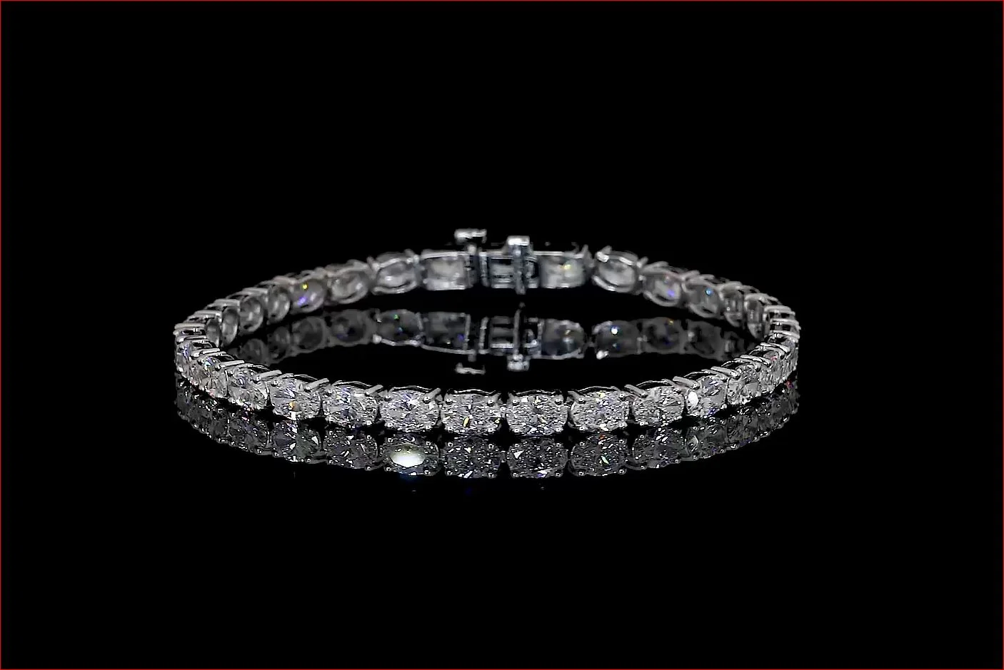 10.23 Cts 14k White Gold Oval Shape Tennis Bracelet - Image 3
