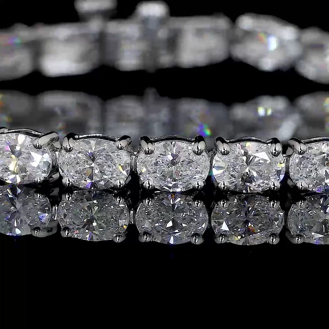8.02 Cts 14k White Gold Oval Shape Tennis Bracelet - Image 2