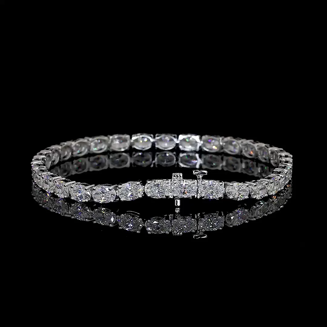 8.02 Cts 14k White Gold Oval Shape Tennis Bracelet - Image 3