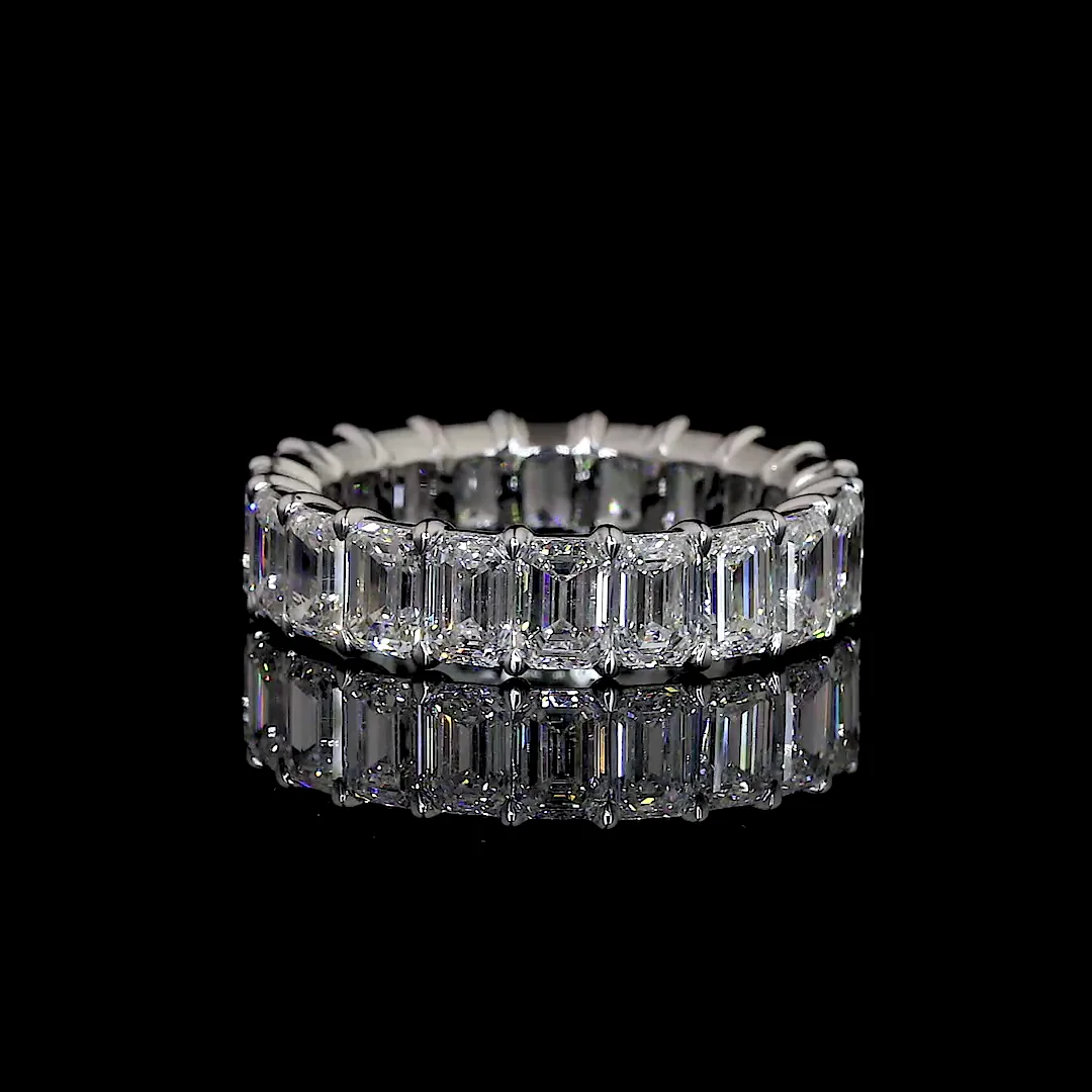 9.19 Cts 18k White Gold Emerald Shape Eternity Band Eternity Band - Video