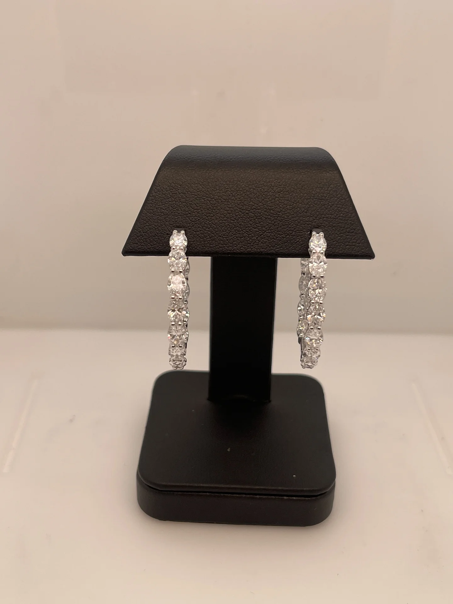 3.53 Cts 14k White Gold Oval Shape Hoops Earring - Image 3