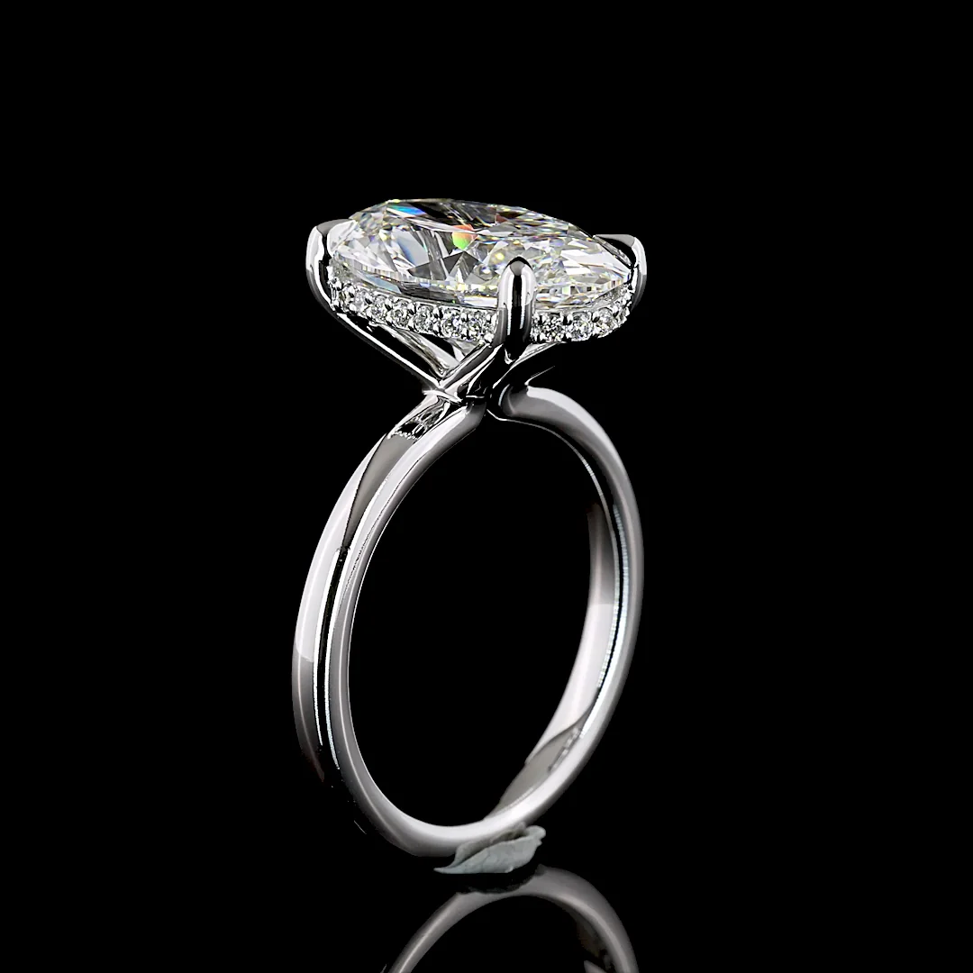 8.48 Cts 14k White Gold Oval Shape Hidden Halo Ring - Image 4
