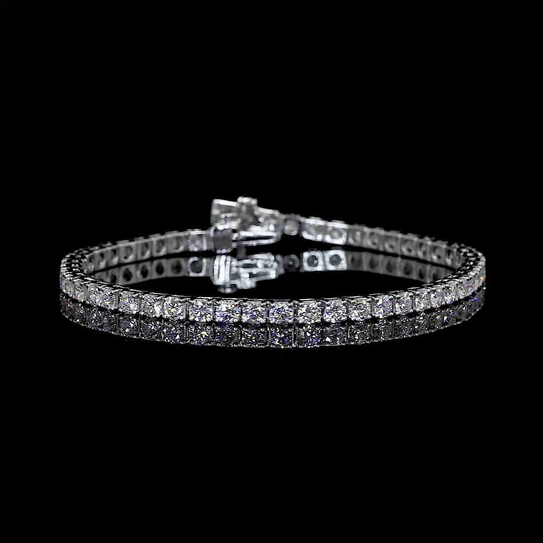 11.16 Cts 14k White Gold Round Shape Tennis Bracelet - Video