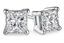 2.11 Cts 18k White Gold Princess Shape Studs Earring - Image 4