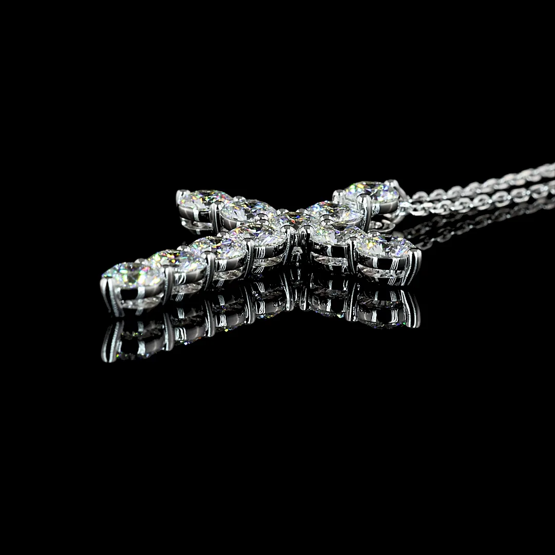 1.83 Cts 14k White Gold Round Shape Symbol Pendant - Image 4