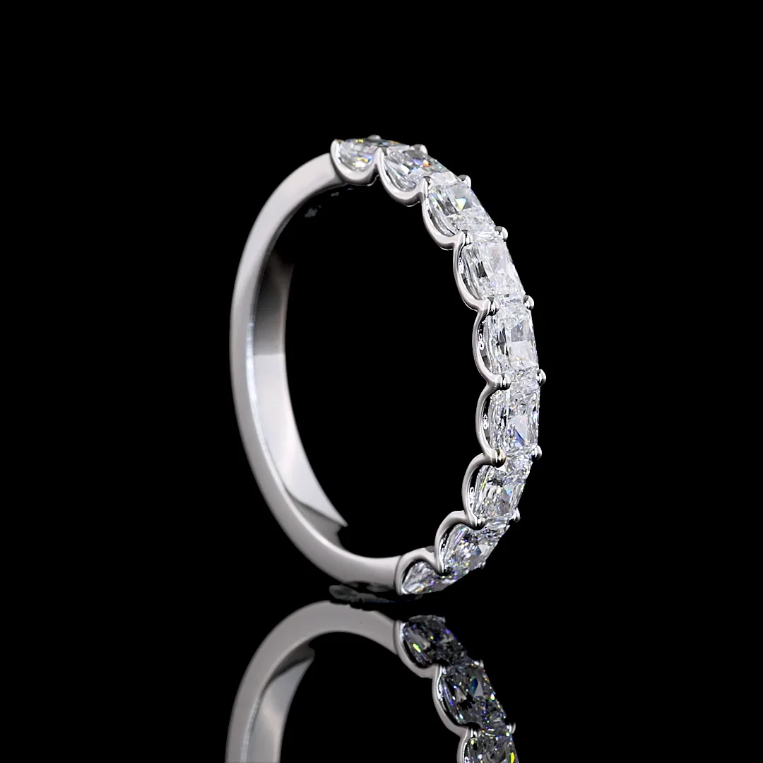1 Cts 14k White Gold Radiant Shape Half Eternity Eternity Band - Image 2