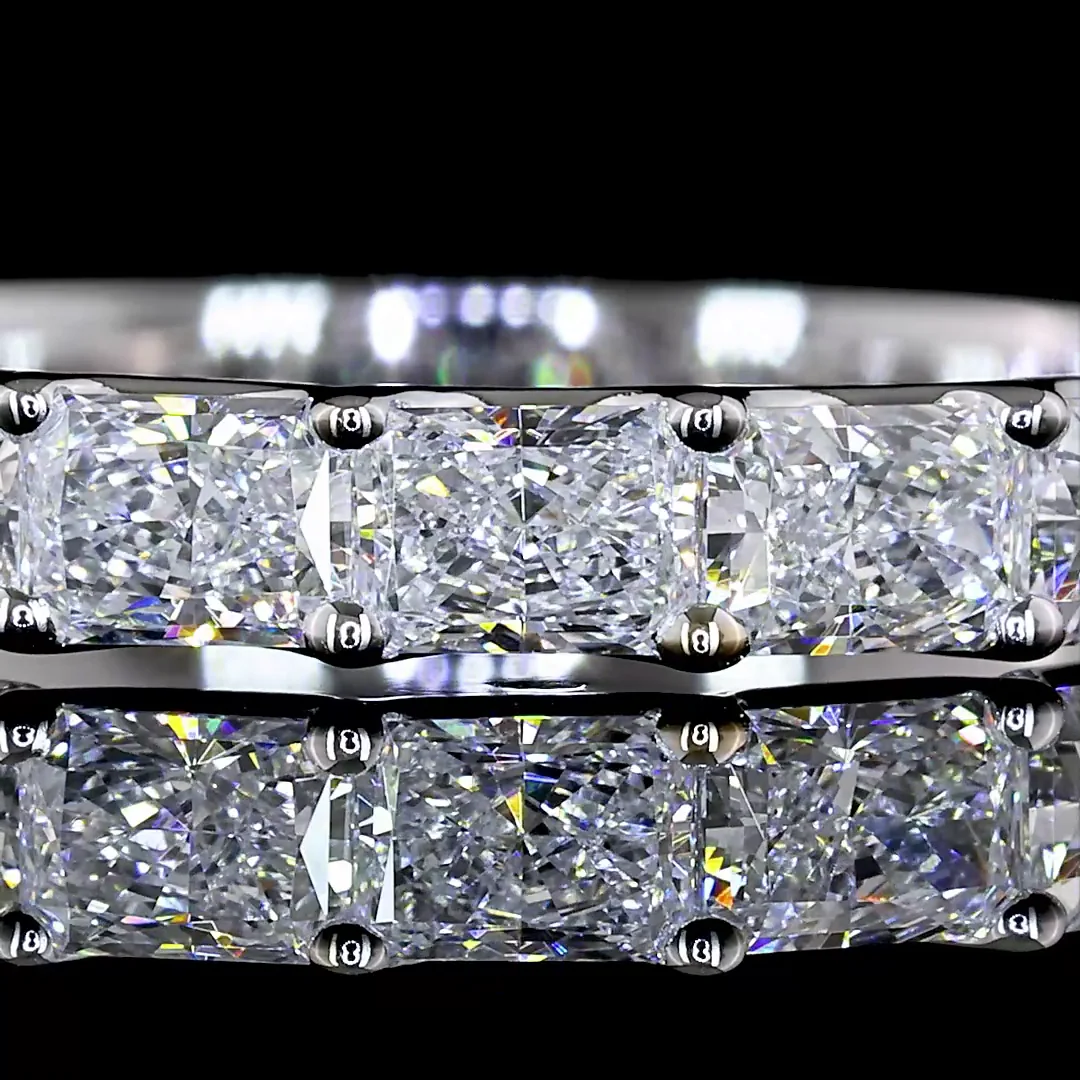 1 Cts 14k White Gold Radiant Shape Half Eternity Eternity Band - Image 3