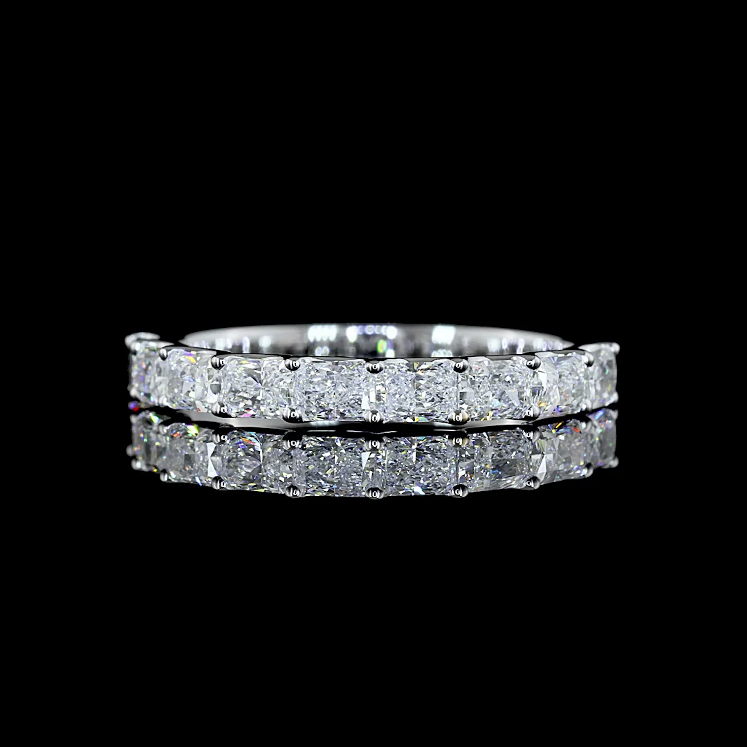 1 Cts 14k White Gold Radiant Shape Half Eternity Eternity Band - Video
