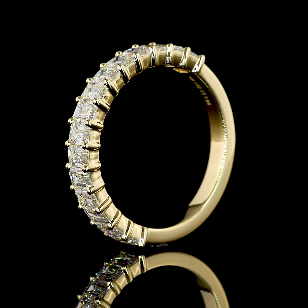 1.44 Cts 14k Yellow Gold Emerald Shape Half Eternity Eternity Band - Image 4