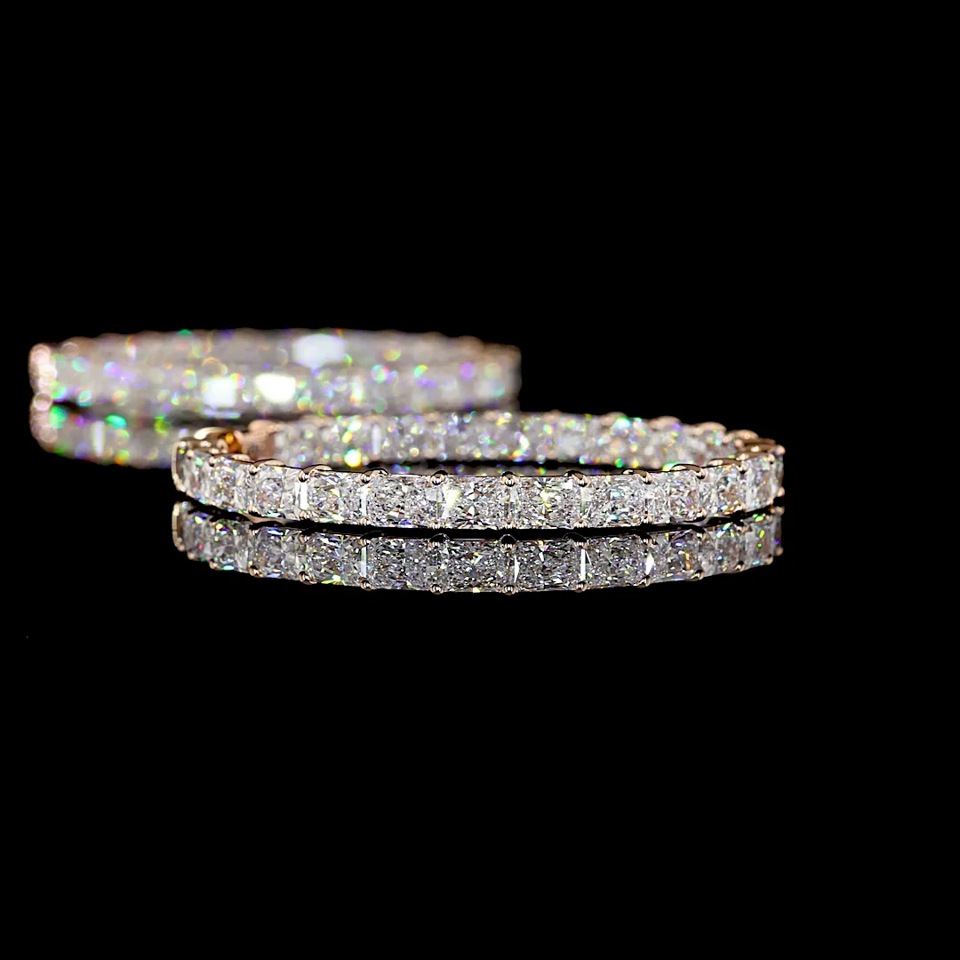 9.9 Cts 14k Rose Gold Radiant Shape Hoops Earring - Image 4