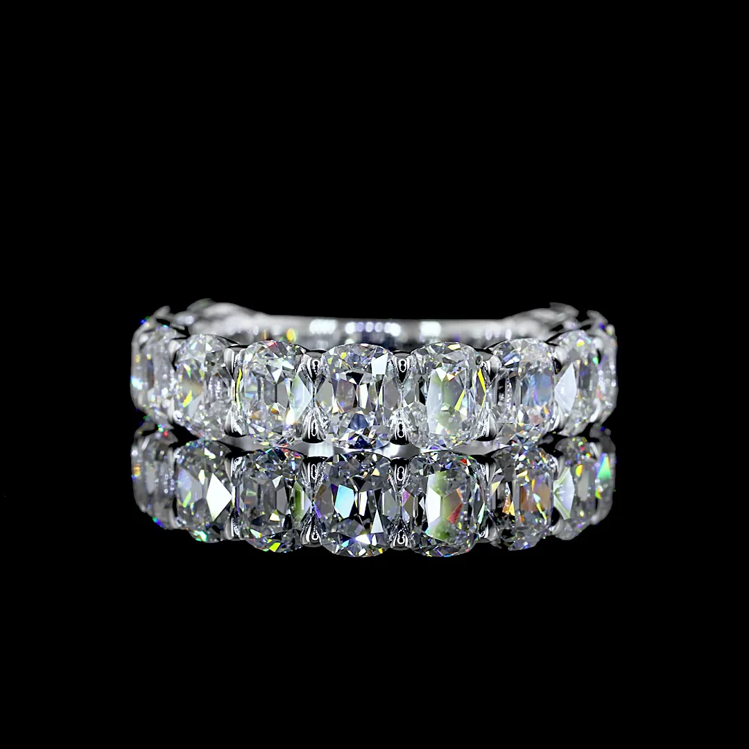 4.58 Cts 14k White Gold Antique Cushion Shape 3/4 Band Eternity Band - Video