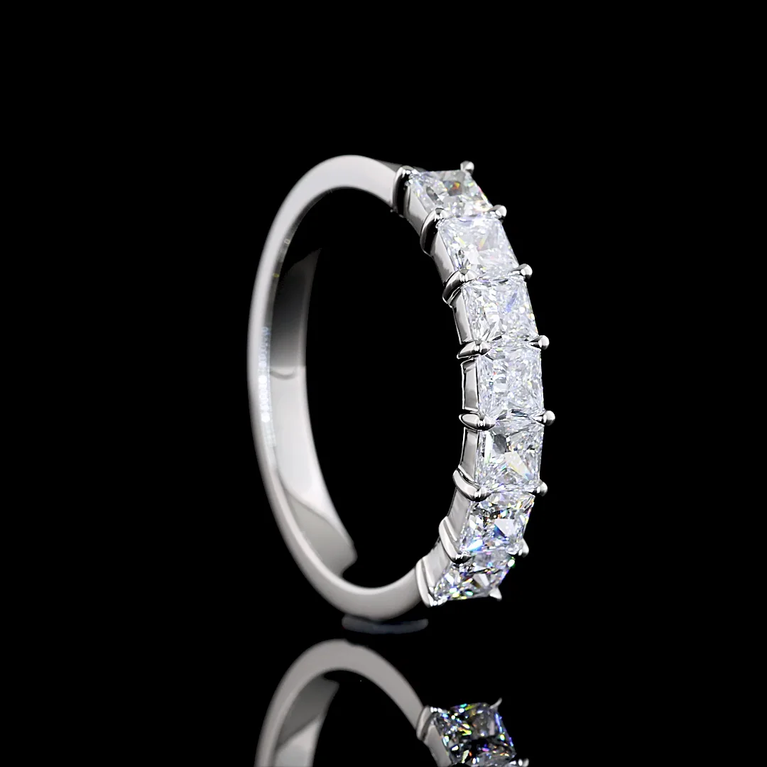 2.1 Cts Platinum Princess Shape 7 Stones Eternity Band - Image 2