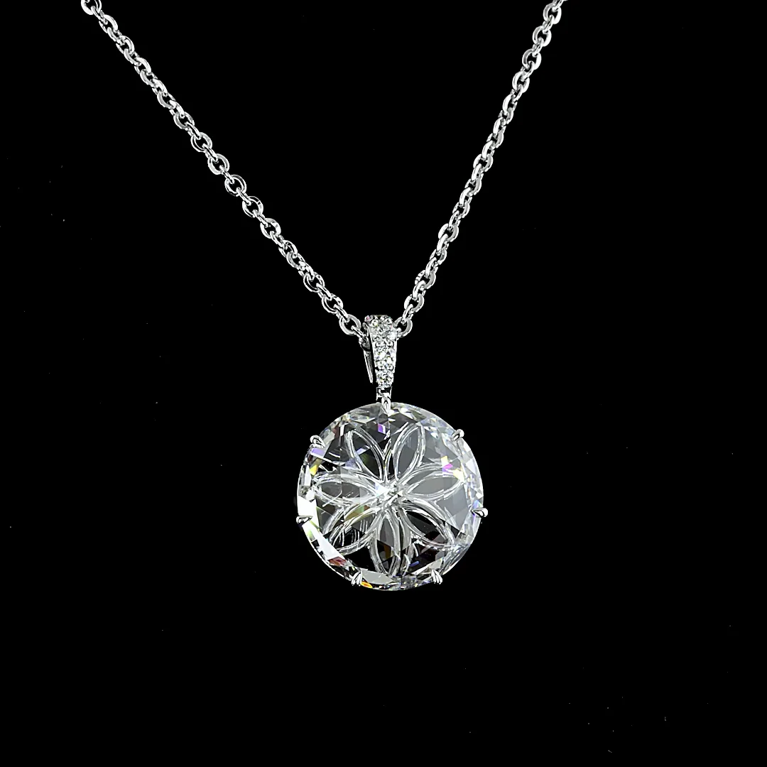 4.79 Cts 14k White Gold Rose Cut Shape Pendant Pendant - Image 2