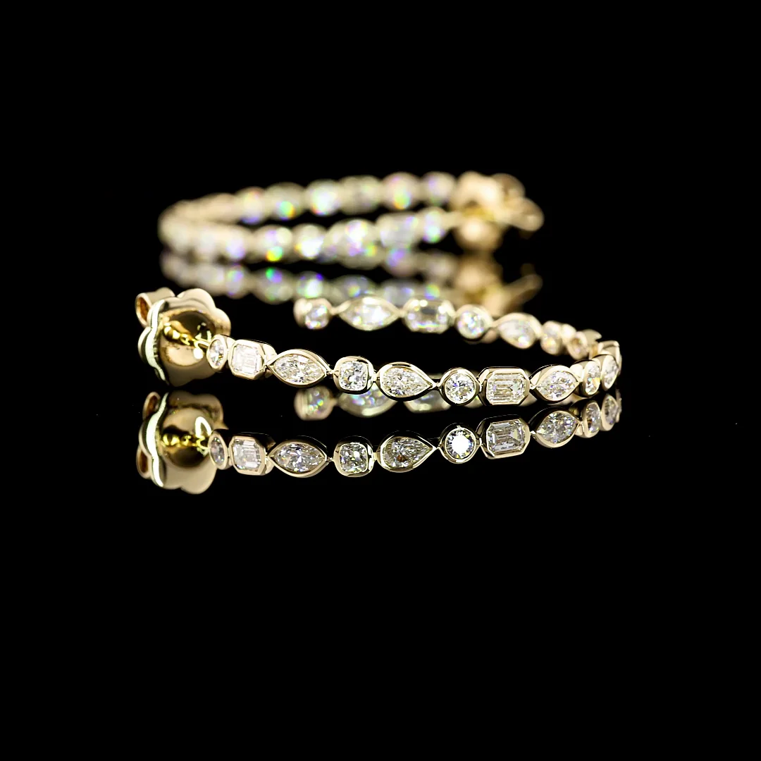 2.06 Cts 14k Yellow Gold Mix Shape C Hoops Earring - Image 4