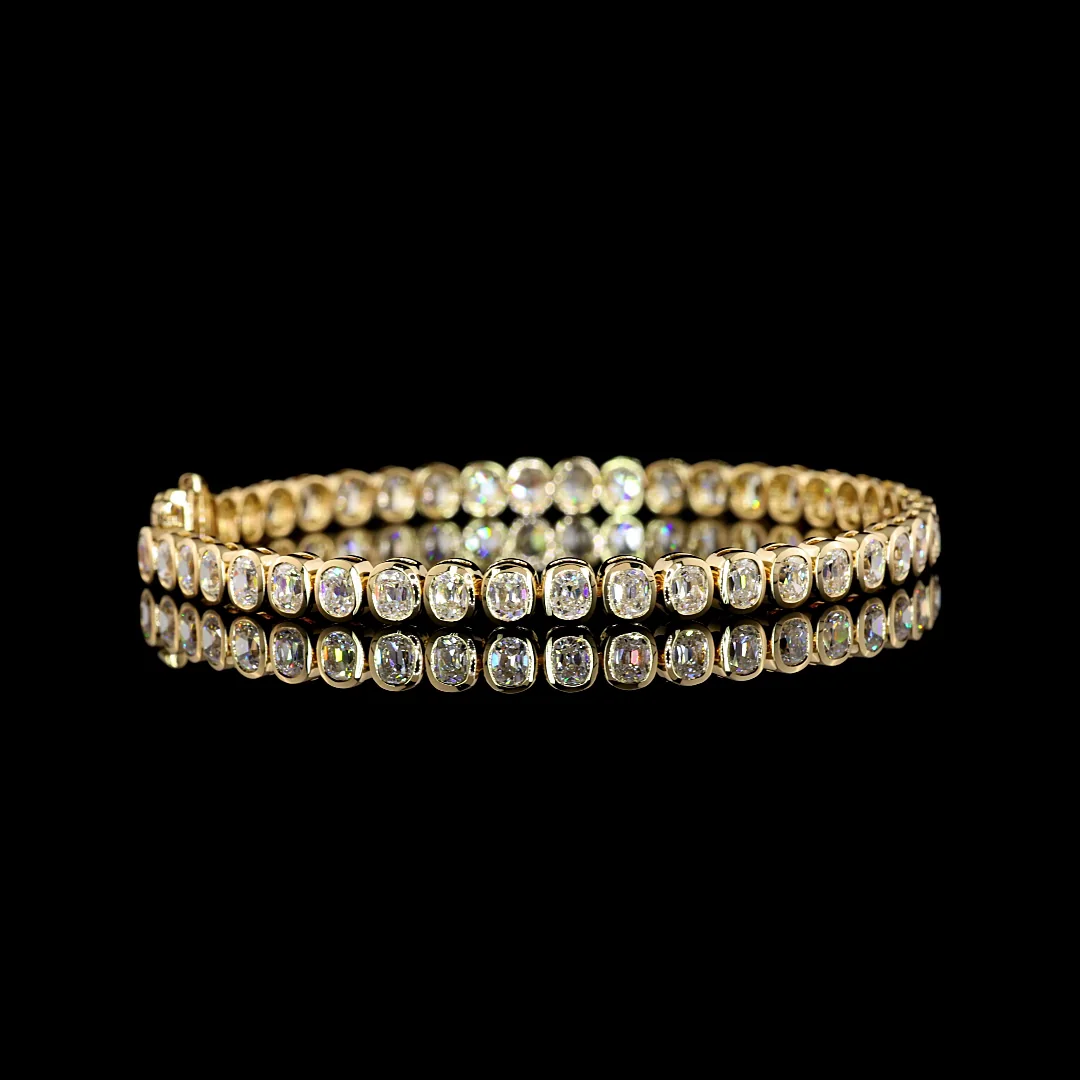 7.89 Cts 14k Yellow Gold Antique Cushion Shape Tennis Bracelet - Video
