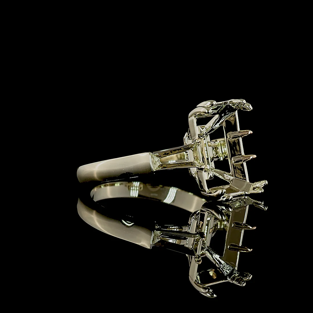 0 Cts 14k White Gold Shape 3 Stones Ring - Image 3