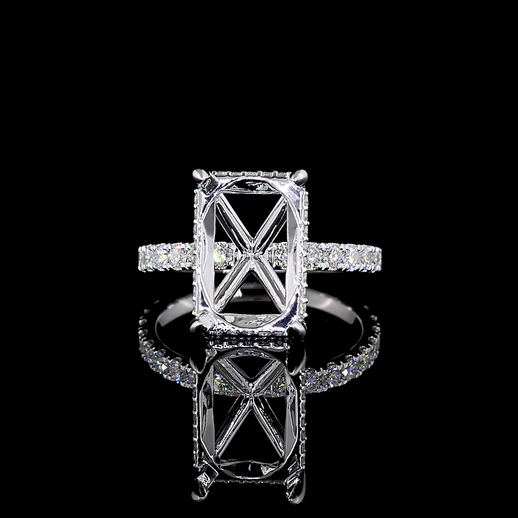 0.83 Cts 14k White Gold Shape Hidden Halo Ring - Video