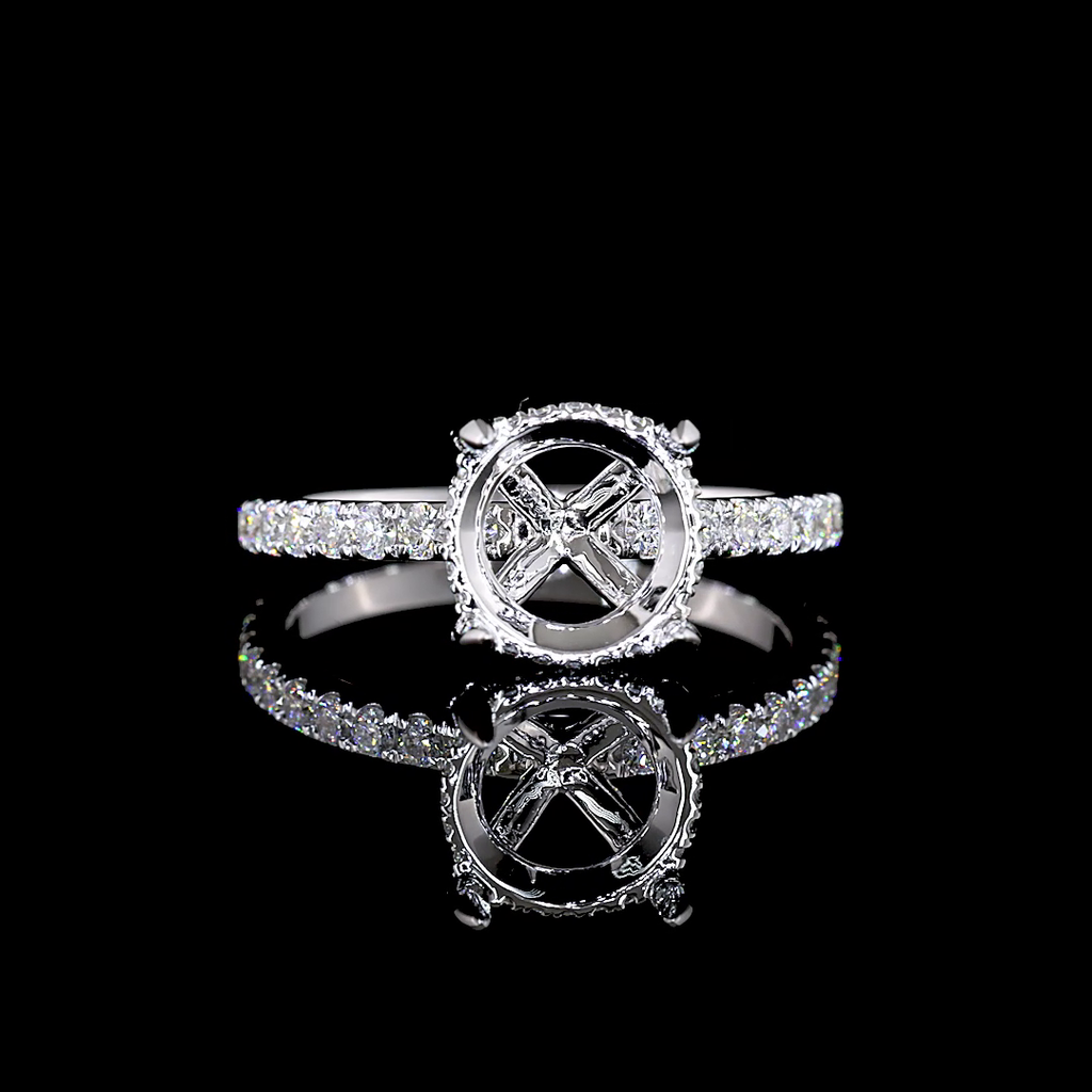 3.09 Cts 14k White Gold Round Shape Solitaire Diamond Shank Ring - Video