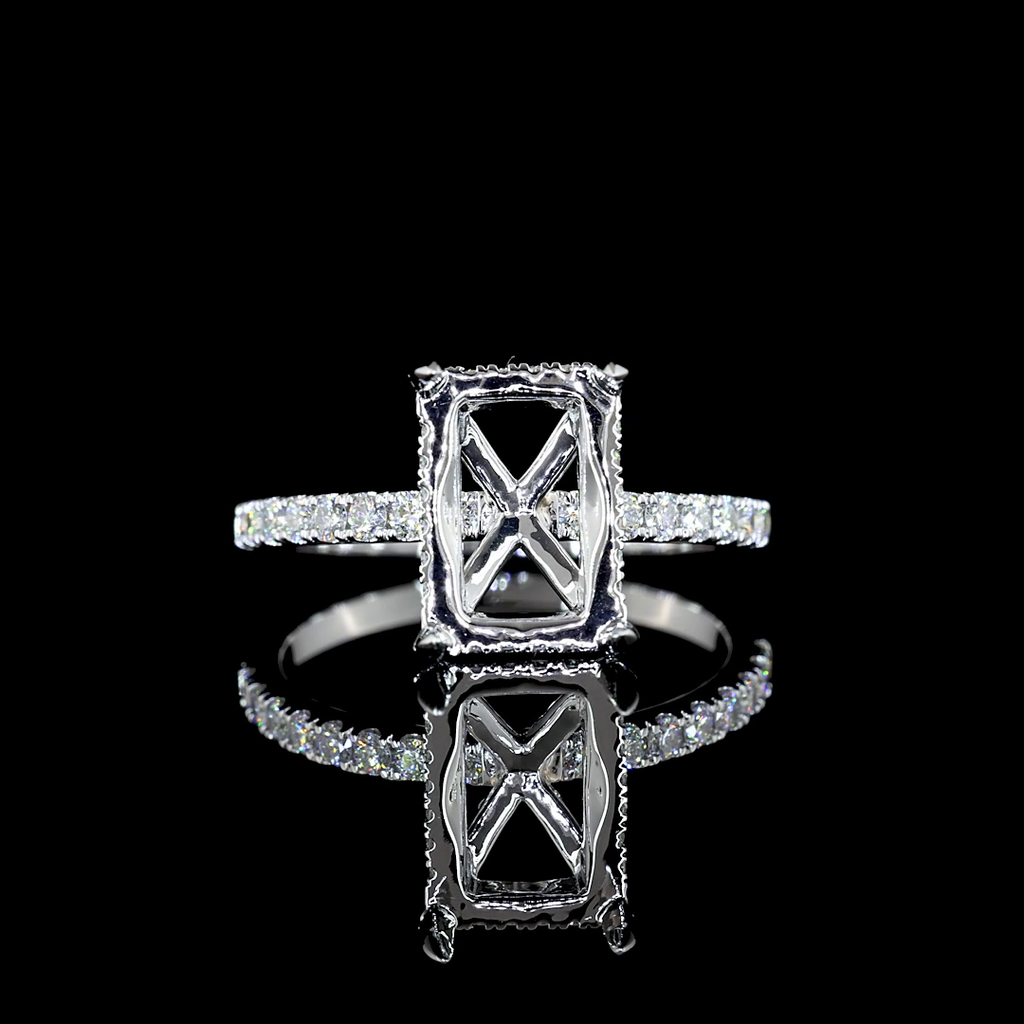 3.6 Cts 14k White Gold Radiant Shape Hidden Halo Ring - Video