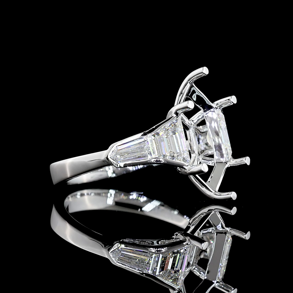 4.38 Cts 14k White Gold Antique Marquise Shape 5 Stones Ring - Video