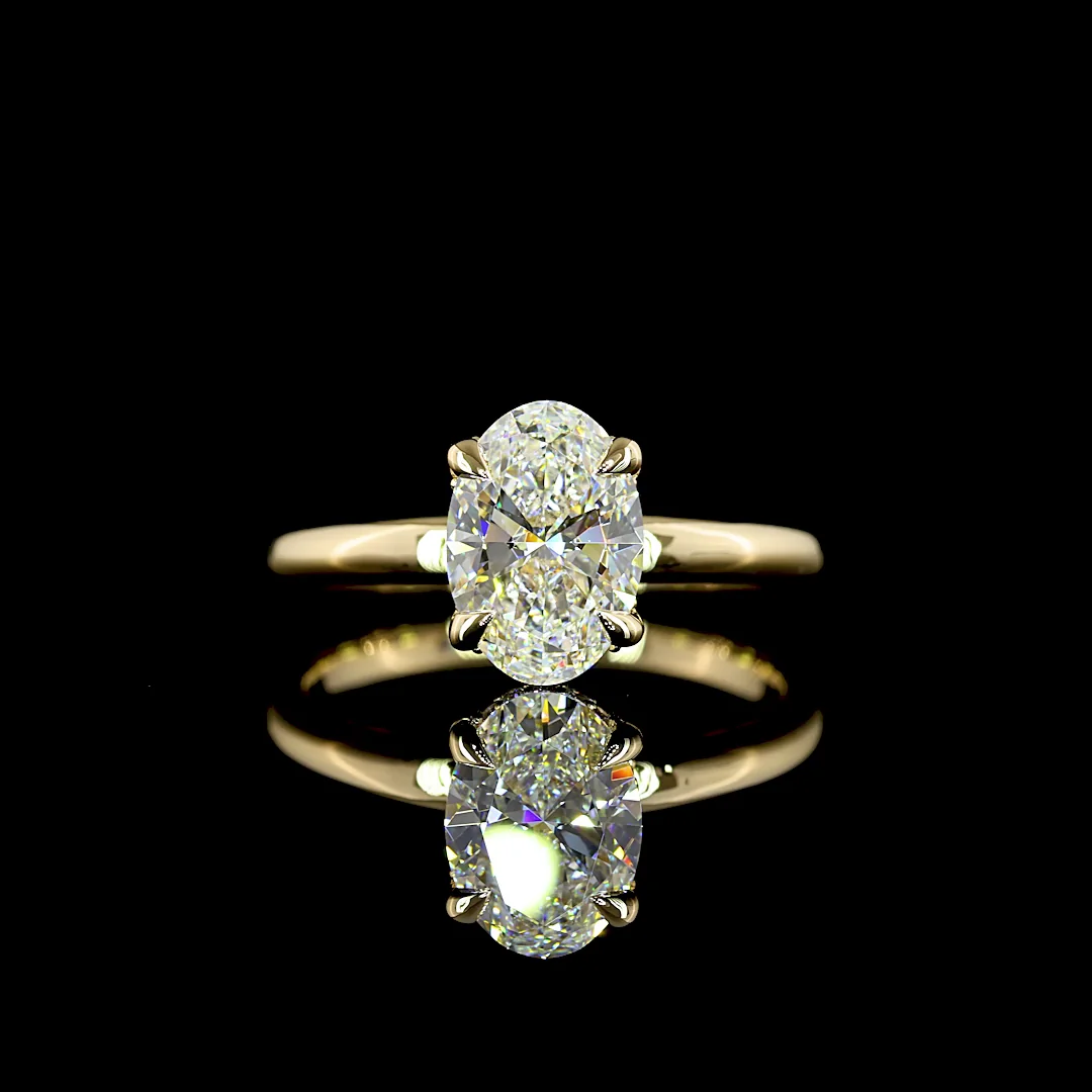 1.65 Cts 14k Yellow Gold Oval Shape Hidden Halo Ring - Video