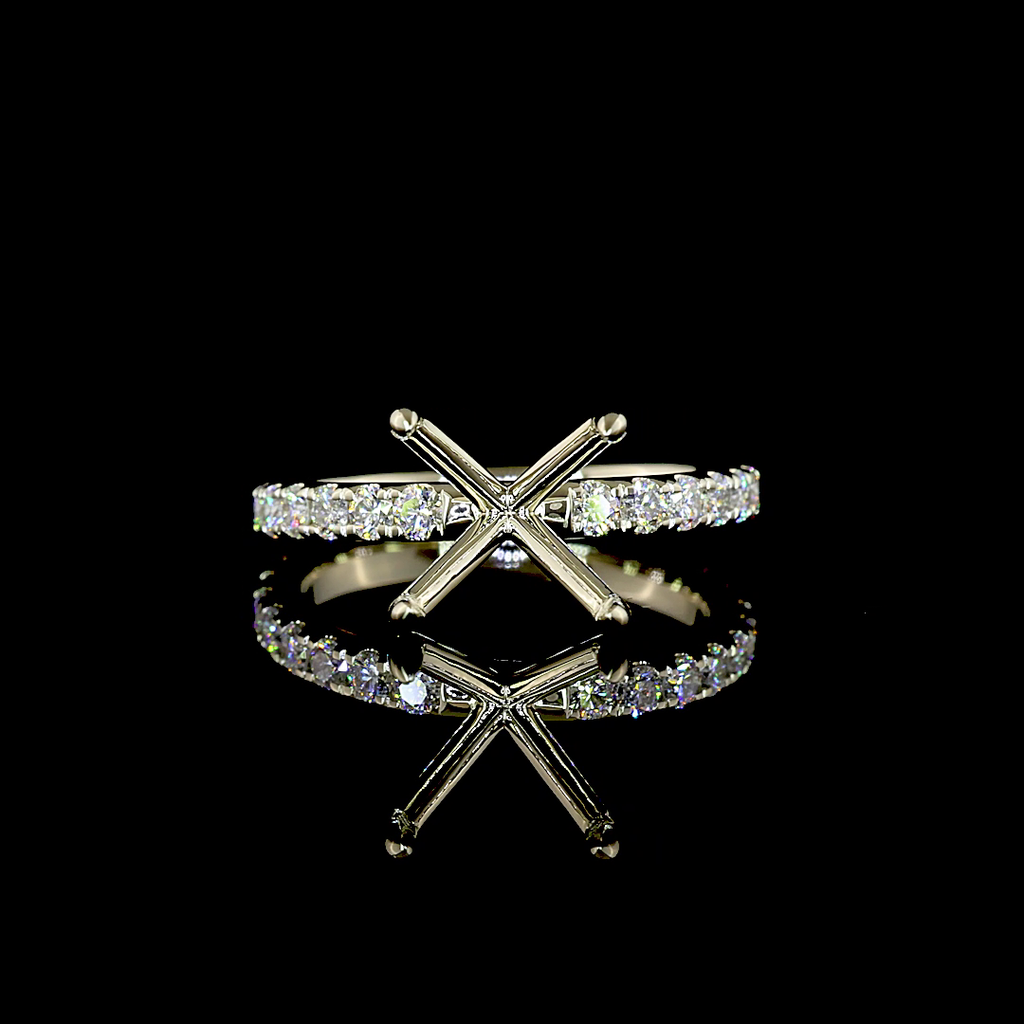 0.4 Cts 14k White Gold Shape Hidden Halo Ring - Video