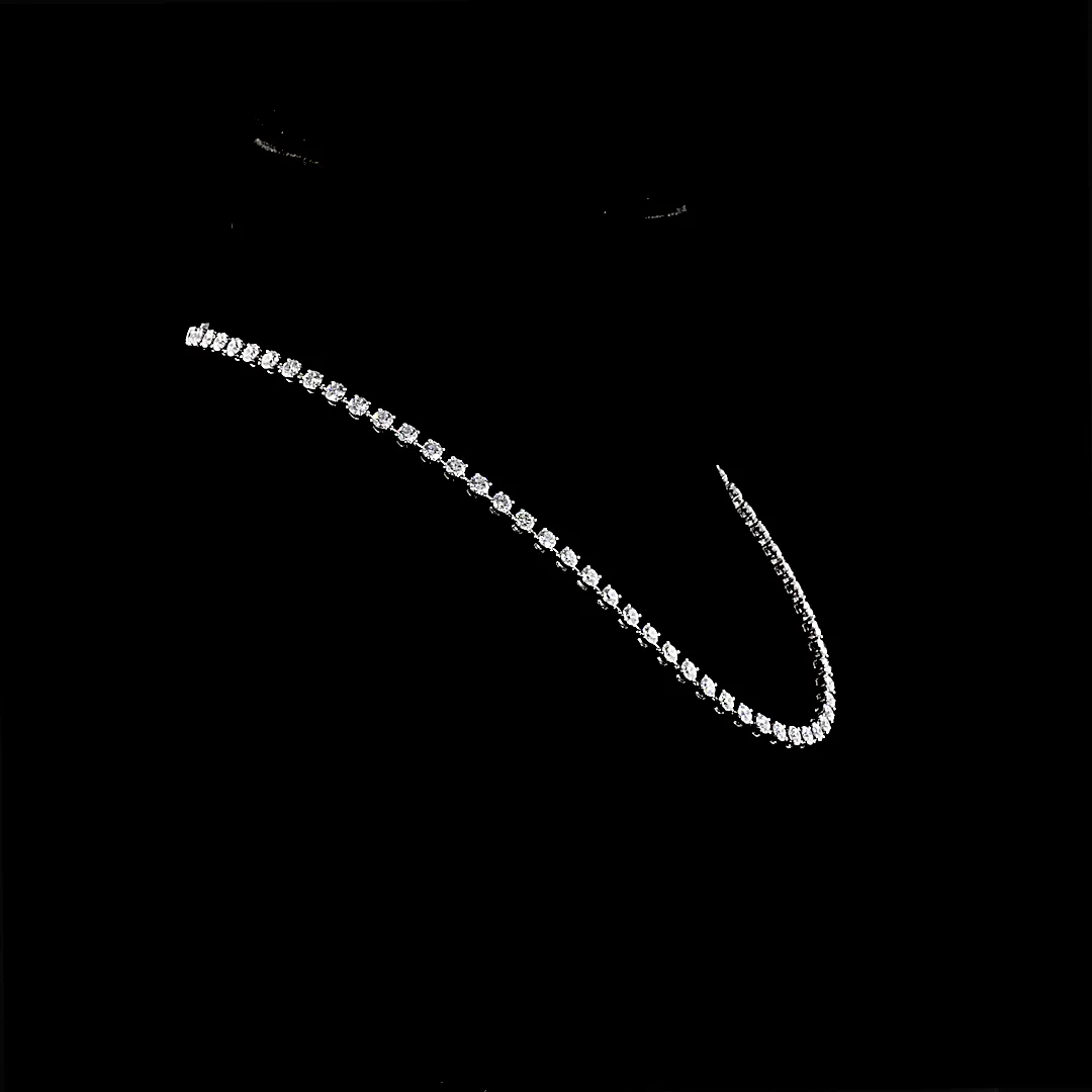11.24 Cts Platinum Round Shape Station Necklace - Image 3