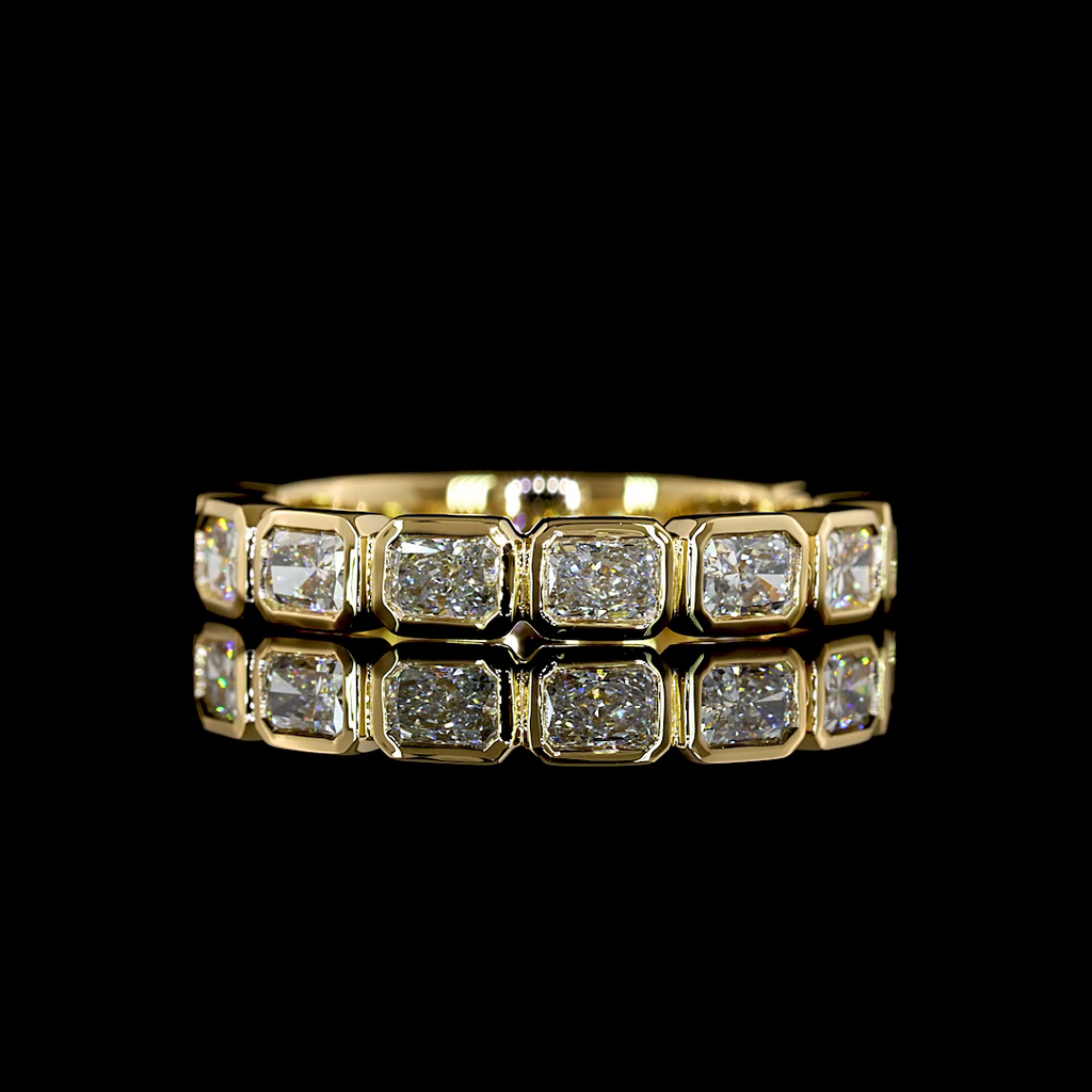 1.57 Cts 18k Yellow Gold Radiant Shape 3/4 Band Eternity Band - Video